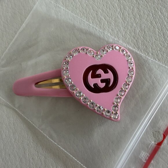 NEW Gucci Crystal-embellished hair clip Pink 100% Authentic main image 4
